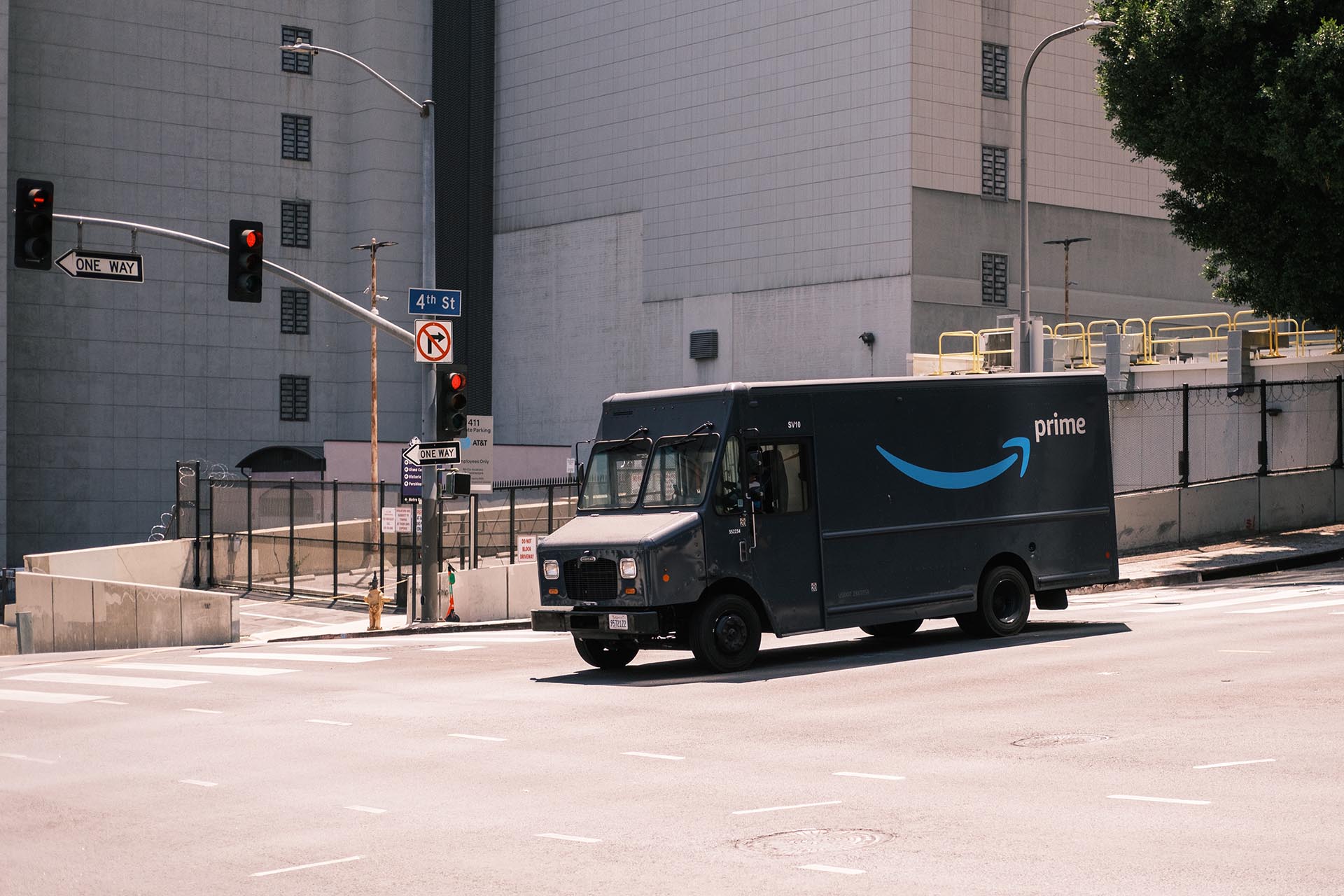 amazon delivery truck on street